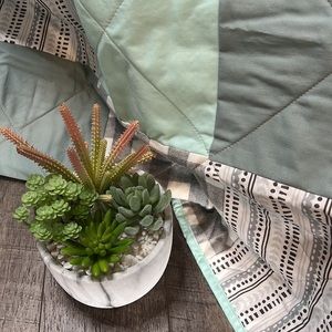 SOLD NEW Handmade green and gray baby boy quilt D5